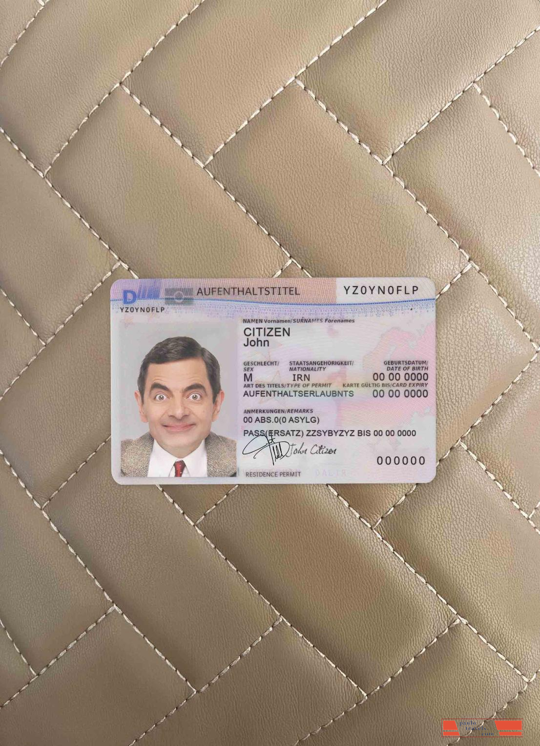 Germany residence permit 2011 pres, version 2 photolook FRONT PSD template